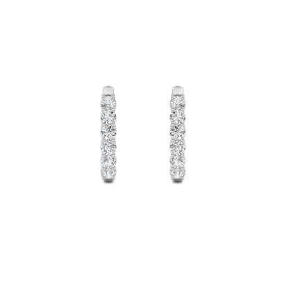 14K White Gold 3.0 CTTW Lab Grown Diamond Round Hoop Earrings
