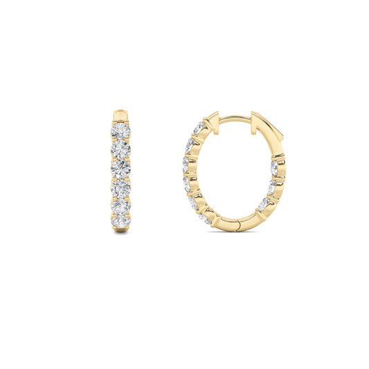 14K Gold 3.0 CTTW Lab Grown Diamond Round Hoop Earrings