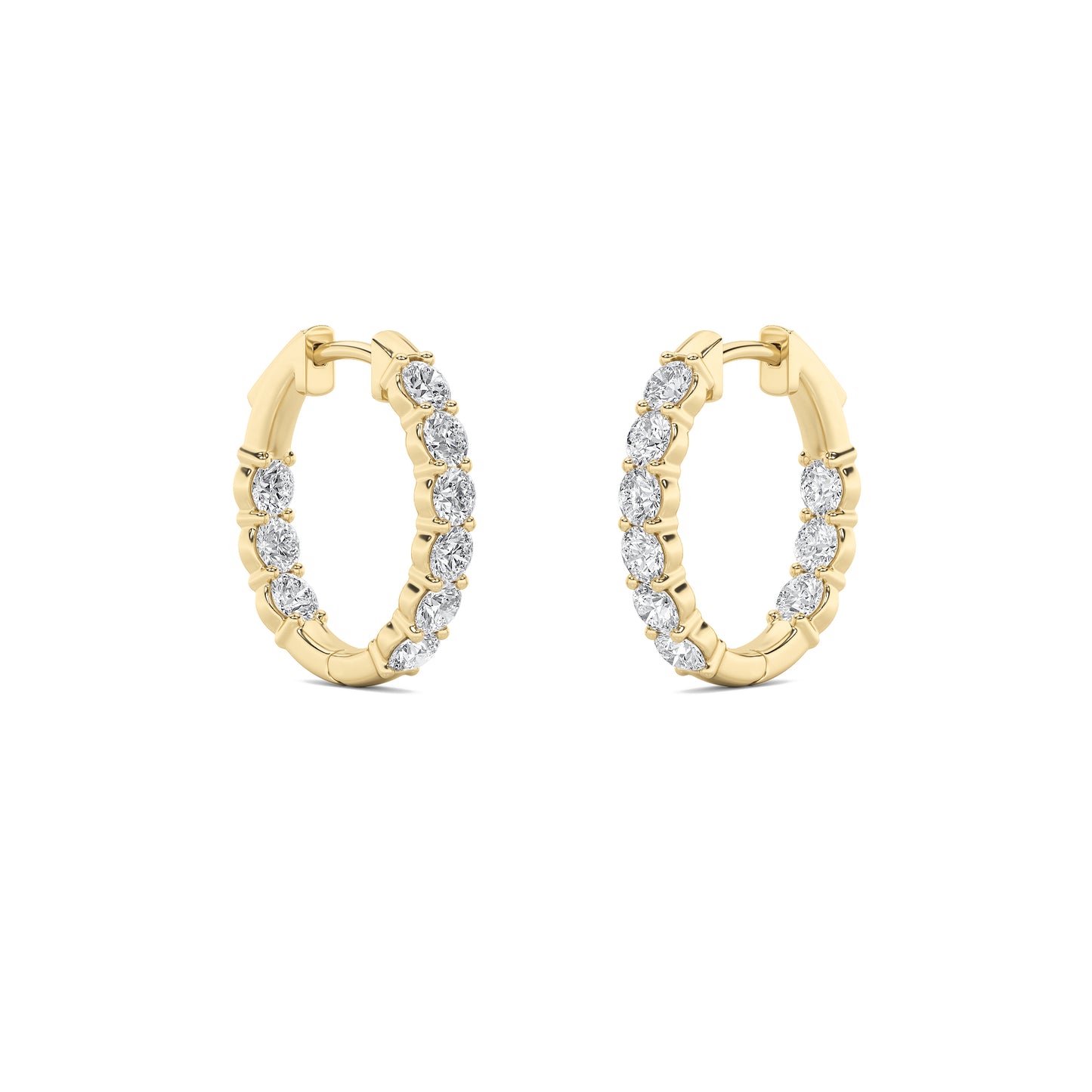 14K Gold 3.0 CTTW Lab Grown Diamond Round Hoop Earrings