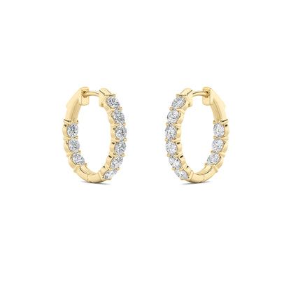 14K Gold 3.0 CTTW Lab Grown Diamond Round Hoop Earrings