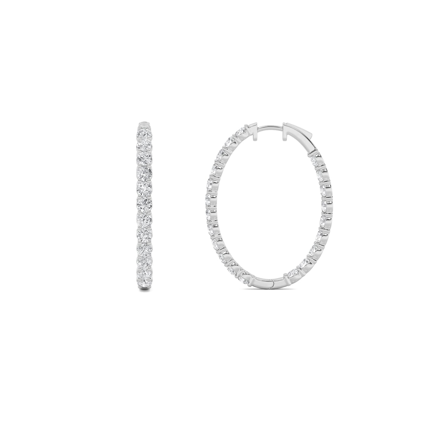 14K White Gold 5.0 CTTW Lab Grown Diamond Round Hoop Earrings