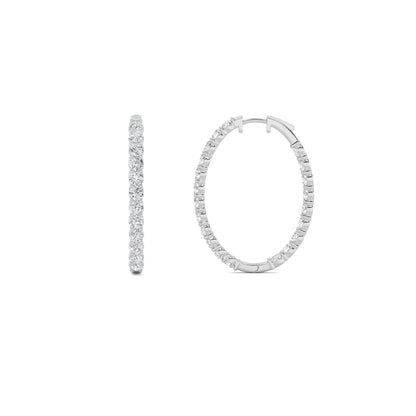 14K White Gold 5.0 CTTW Lab Grown Diamond Round Hoop Earrings