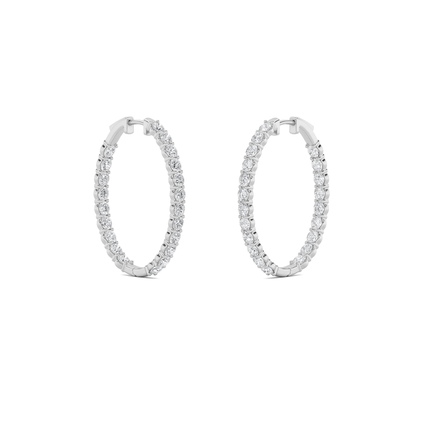 14K White Gold 5.0 CTTW Lab Grown Diamond Round Hoop Earrings