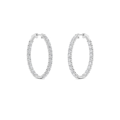 14K White Gold 5.0 CTTW Lab Grown Diamond Round Hoop Earrings