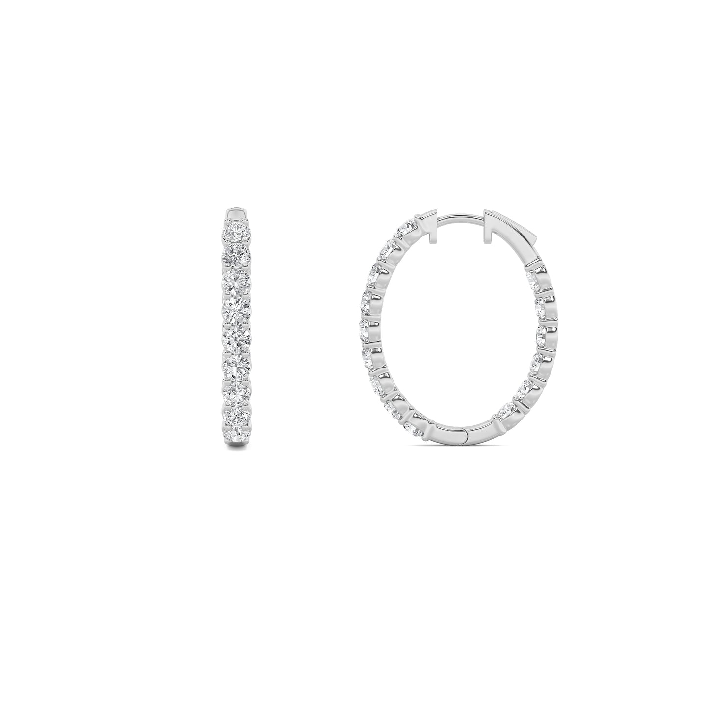 14K White Gold 7.0 CTTW Lab Grown Diamond Round Hoop Earrings