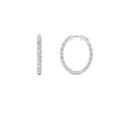 14K White Gold 7.0 CTTW Lab Grown Diamond Round Hoop Earrings