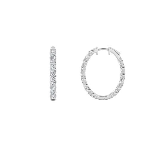 14K White Gold 7.0 CTTW Lab Grown Diamond Round Hoop Earrings