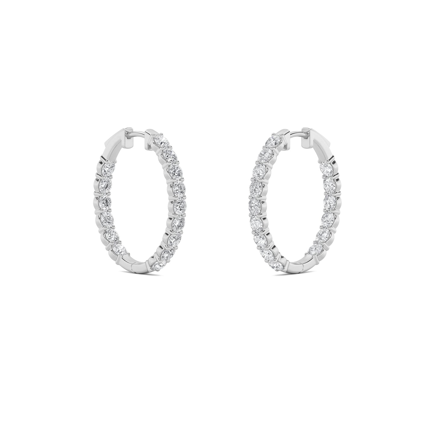 14K White Gold 7.0 CTTW Lab Grown Diamond Round Hoop Earrings