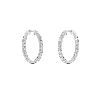 14K White Gold 7.0 CTTW Lab Grown Diamond Round Hoop Earrings