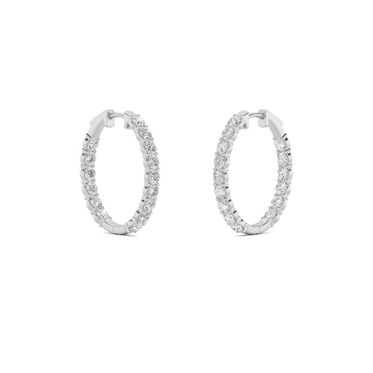 14K White Gold 7.0 CTTW Lab Grown Diamond Round Hoop Earrings