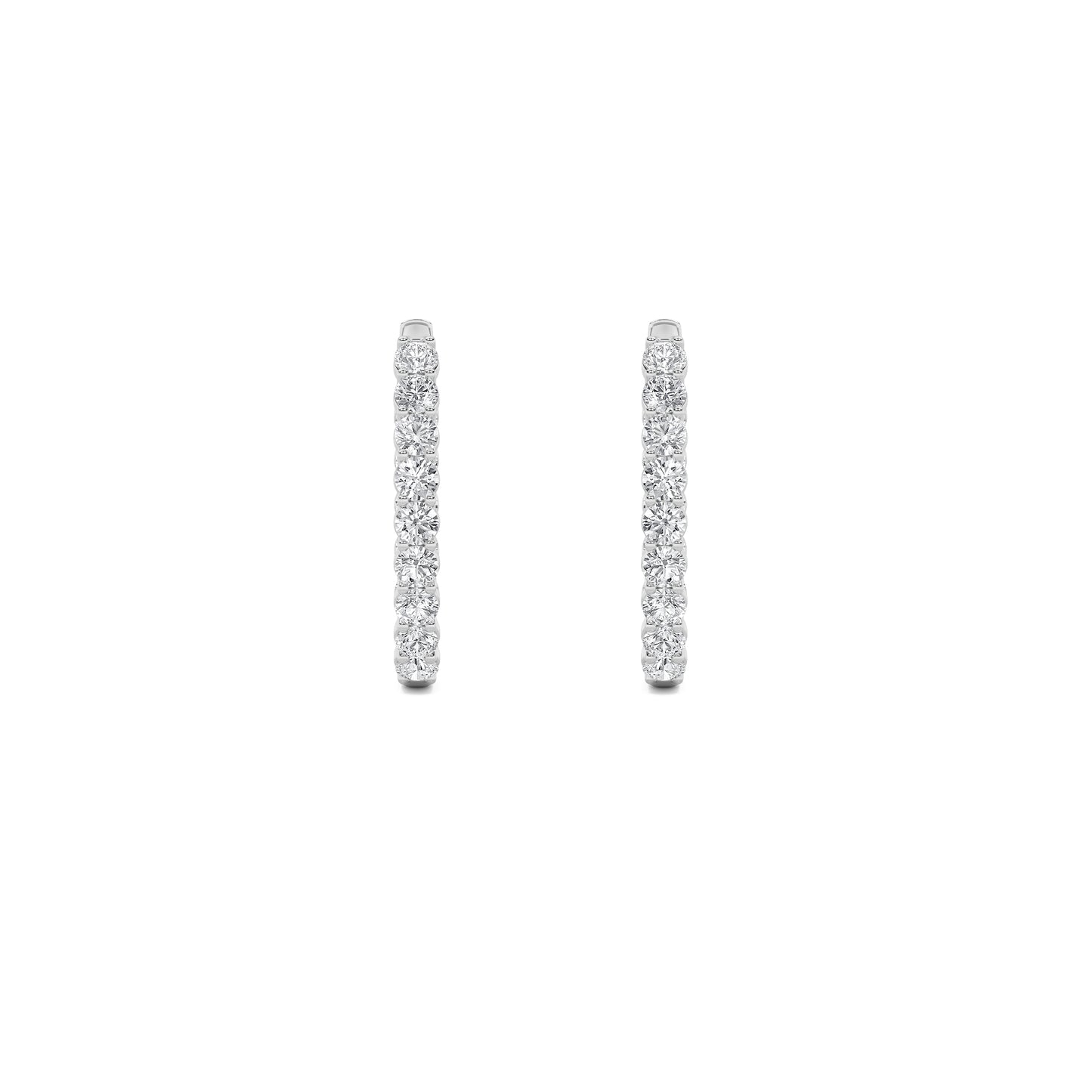 14K White Gold 7.0 CTTW Lab Grown Diamond Round Hoop Earrings