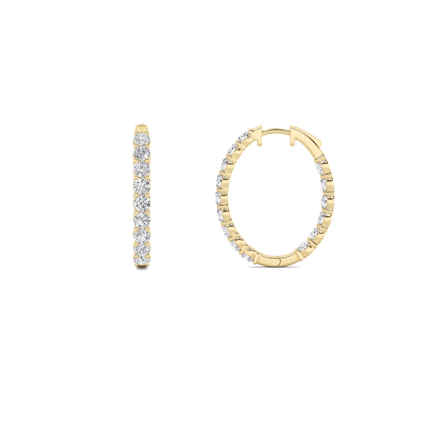 14K Gold 7.0 CTTW Lab Grown Diamond Round Hoop Earrings