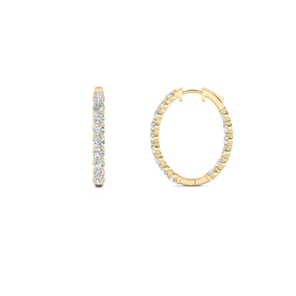 14K Gold 7.0 CTTW Lab Grown Diamond Round Hoop Earrings
