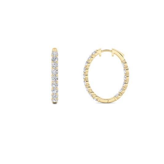 14K Gold 7.0 CTTW Lab Grown Diamond Round Hoop Earrings