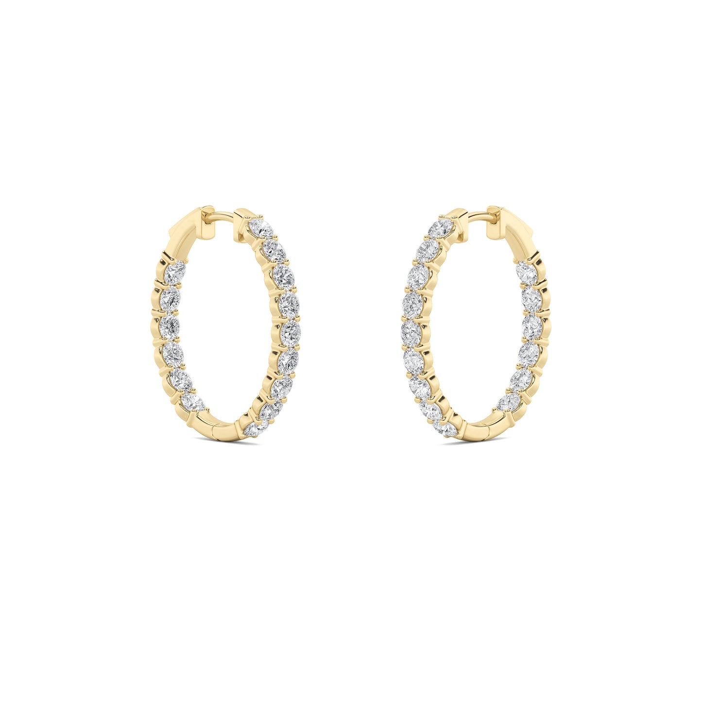 14K Gold 7.0 CTTW Lab Grown Diamond Round Hoop Earrings