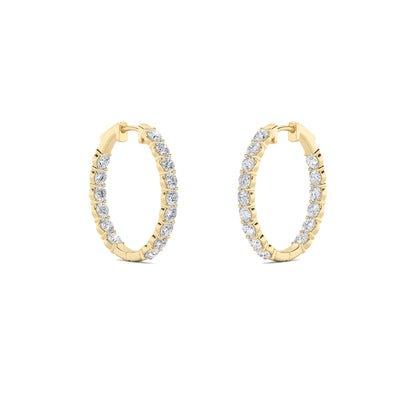14K Gold 7.0 CTTW Lab Grown Diamond Round Hoop Earrings
