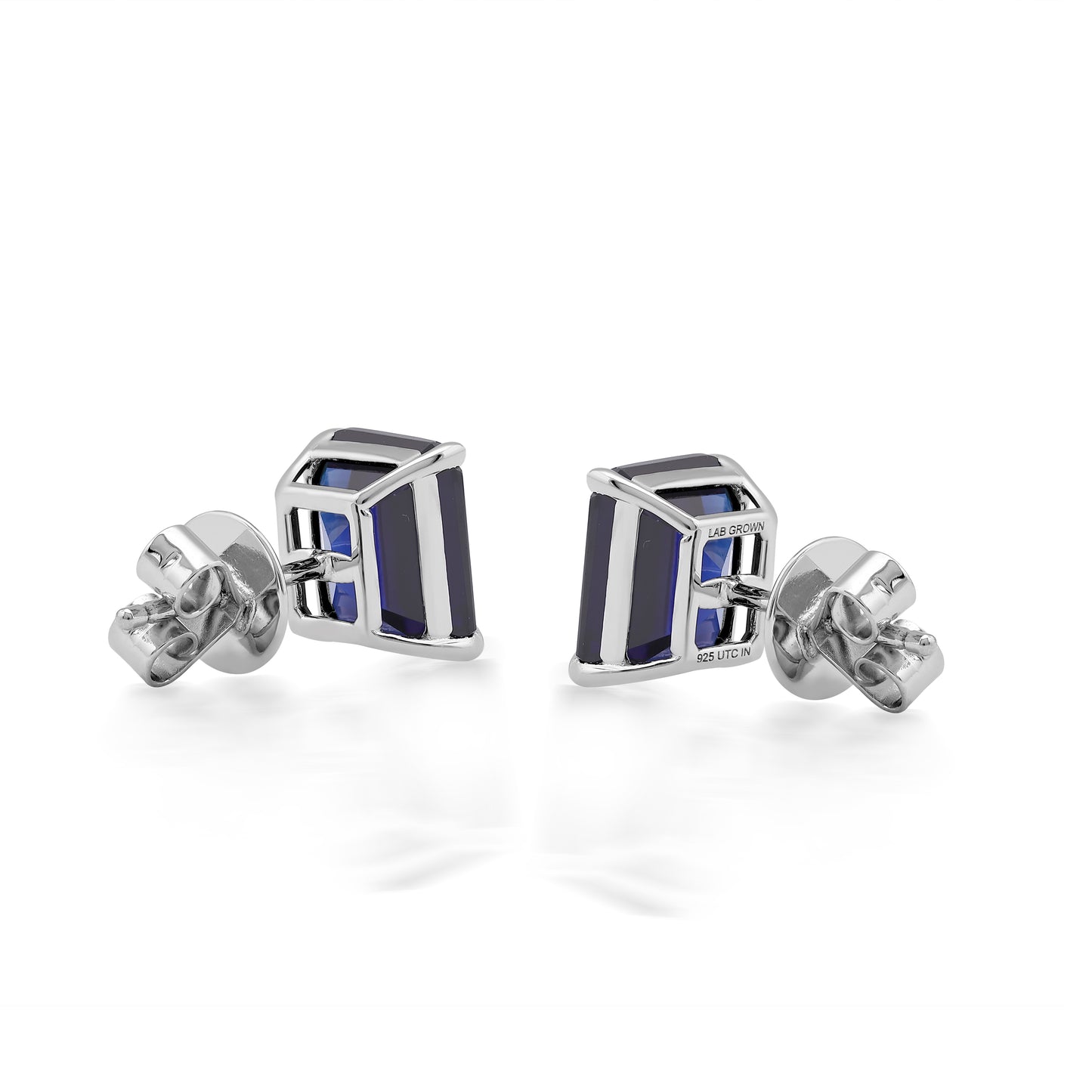 Sterling Silver 8.4 CTTW Lab Grown Blue Sapphire Stud Earrings