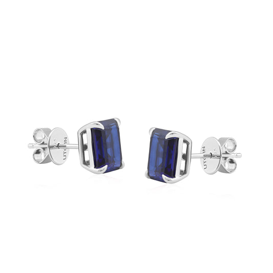 Sterling Silver 8.4 CTTW Lab Grown Blue Sapphire Stud Earrings