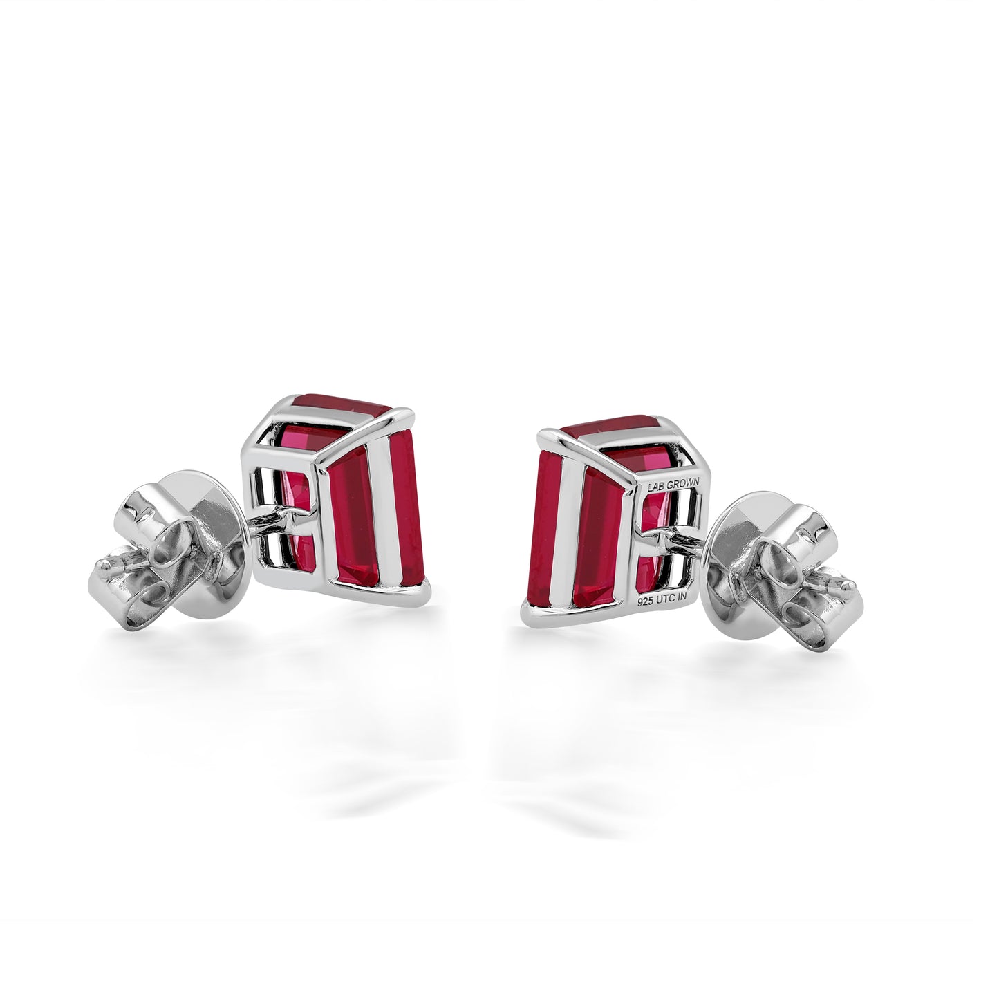 Sterling Silver 8.8 CTTW Lab Grown Ruby Stud Earrings