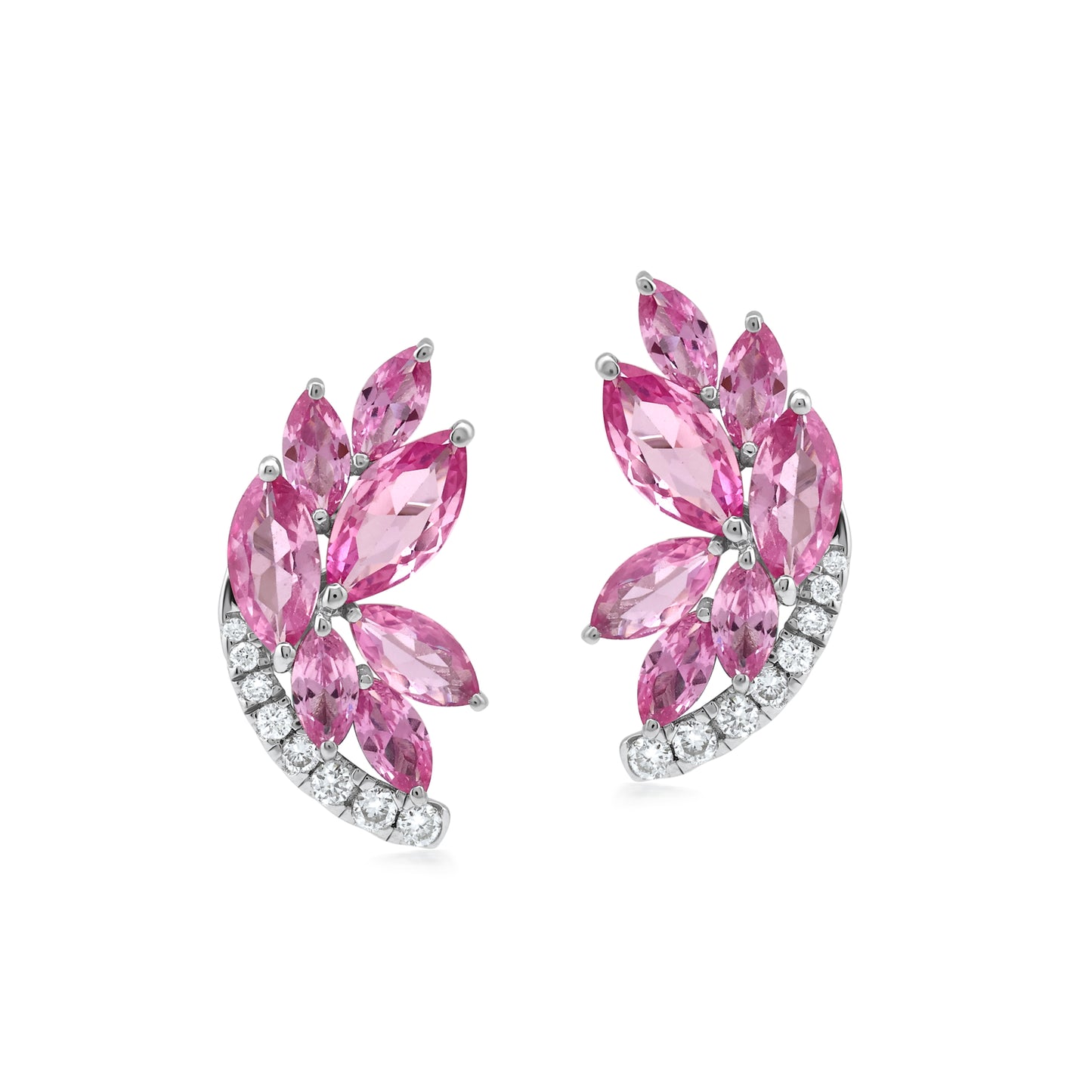 Sterling Silver 3.9 CTTW Lab Grown Diamond With Pink Sapphire Stud Earring