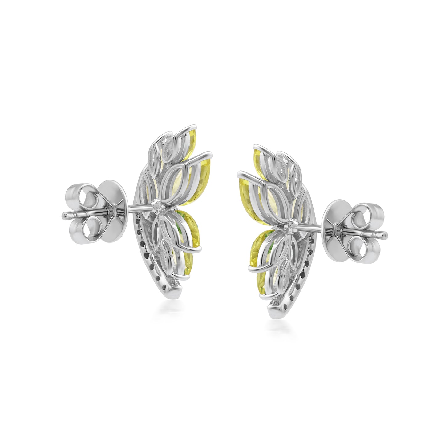 Sterling Silver 4.2 CTTW Lab Grown Diamond With Yellow Sapphire Stud Earring