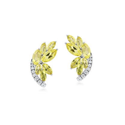 Sterling Silver 4.2 CTTW Lab Grown Diamond With Yellow Sapphire Stud Earring