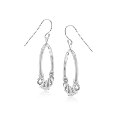 Judy Crowell Jewelry Sterling Silver Chain Drop Hoop Earrings