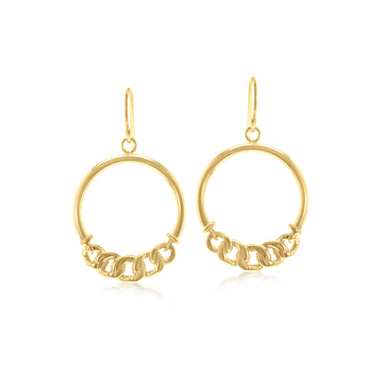 Judy Crowell Jewelry 14K Gold Over Sterling Silver Chain Drop Hoop Earrings