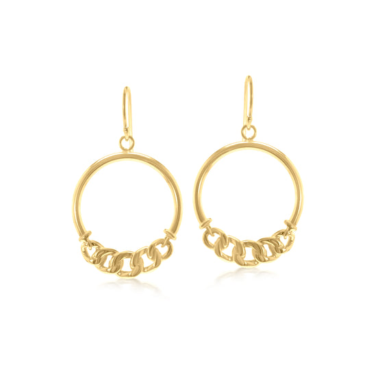 Judy Crowell Jewelry 14K Gold Over Sterling Silver Chain Drop Hoop Earrings