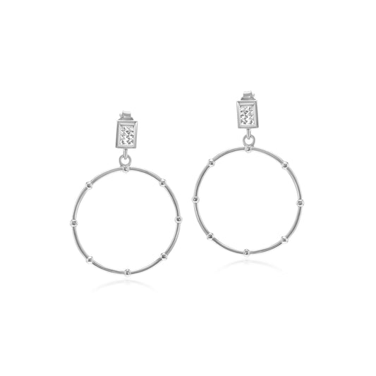 Judy Crowell Jewelry Sterling Silver Diamond Cut Circle Beaded Drop Earrings
