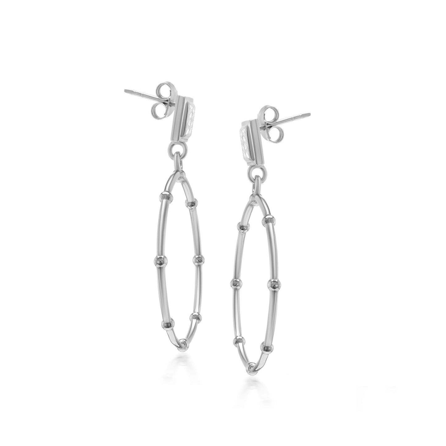 Judy Crowell Jewelry Sterling Silver Diamond Cut Circle Beaded Drop Earrings