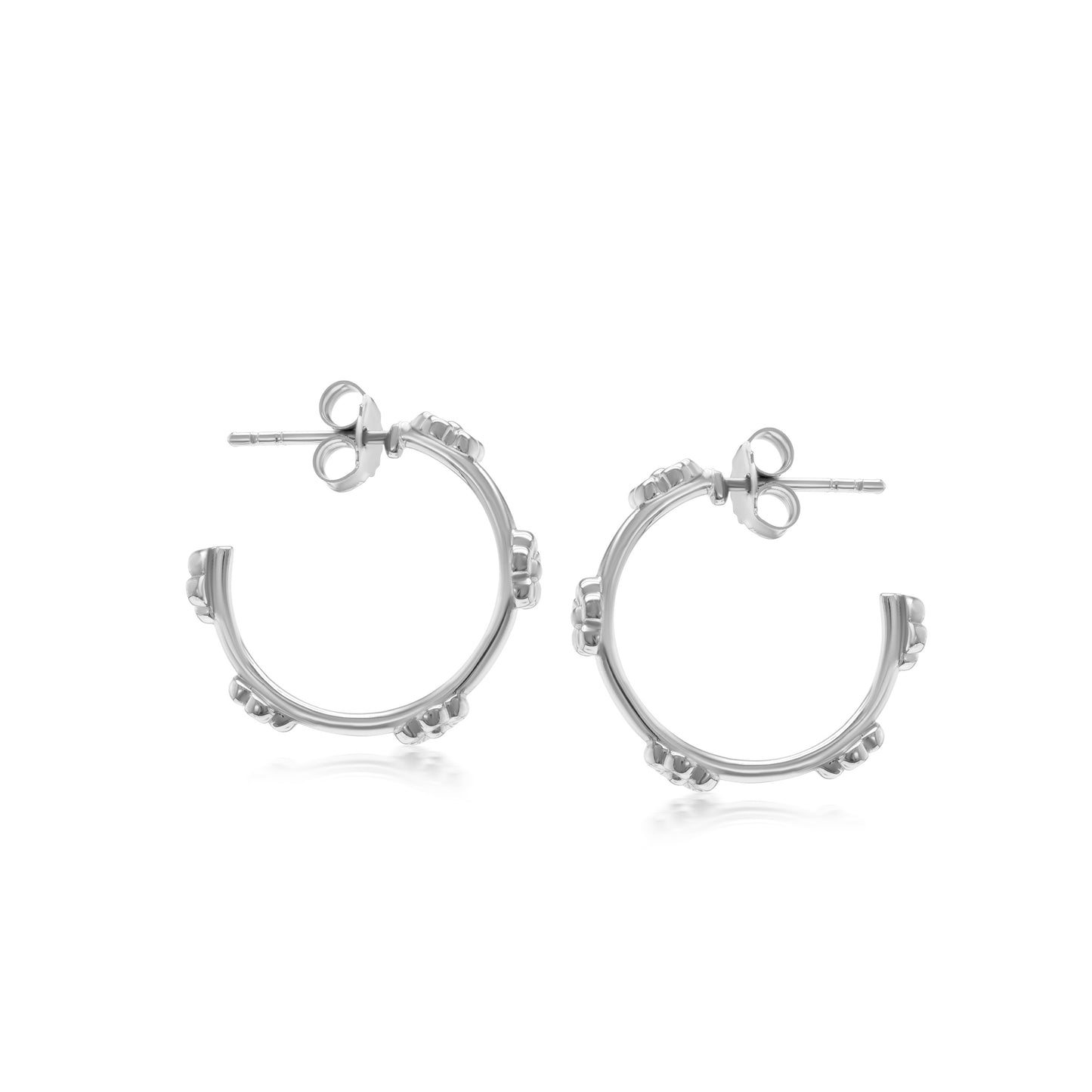 Judy Crowell Jewelry Sterling Silver Flower Hoop Earrings