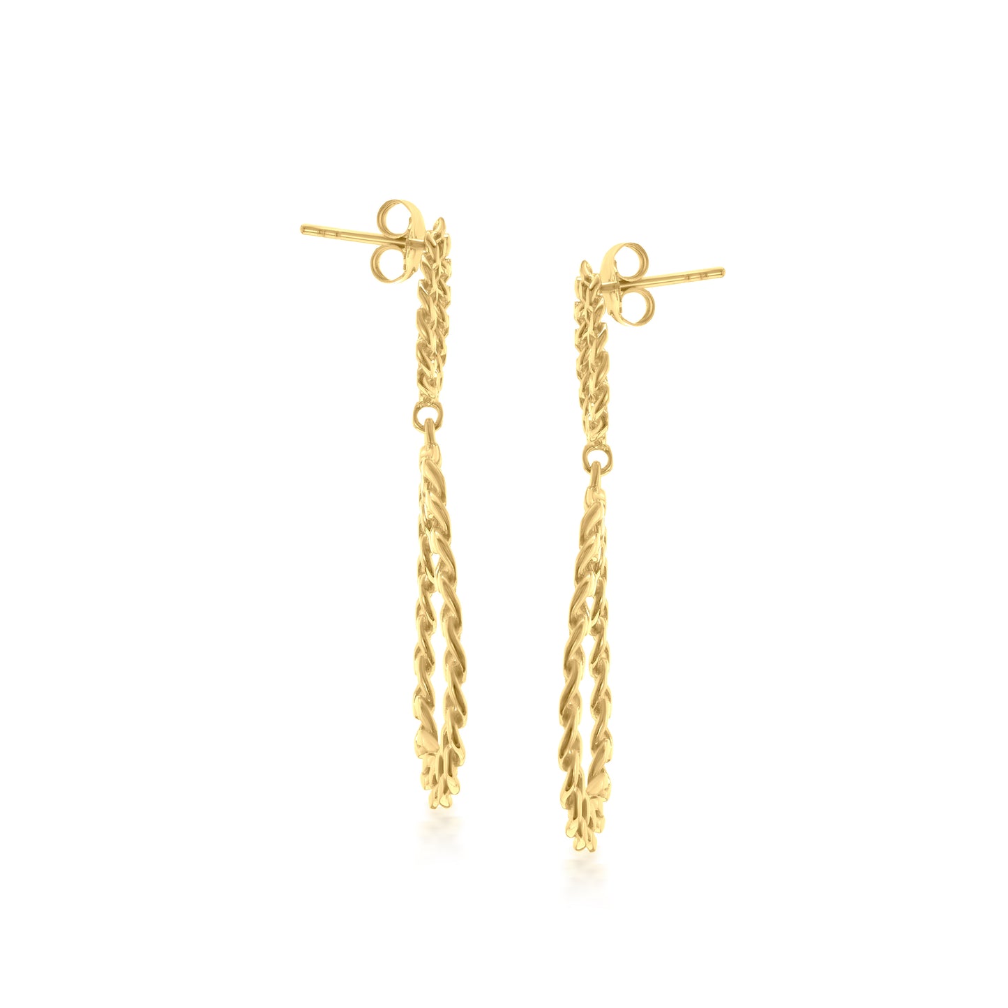 Judy Crowell Jewelry 14K Gold Over Sterling Silver Double Chain Open Oval Drop Earrings