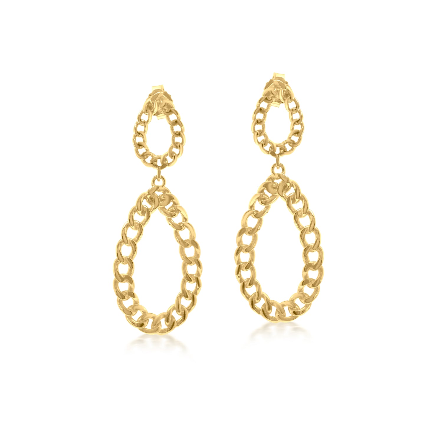 Judy Crowell Jewelry 14K Gold Over Sterling Silver Double Chain Open Oval Drop Earrings