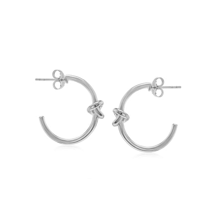 Judy Crowell Jewelry Sterling Silver High Polish Open Knot Hoop Earrings