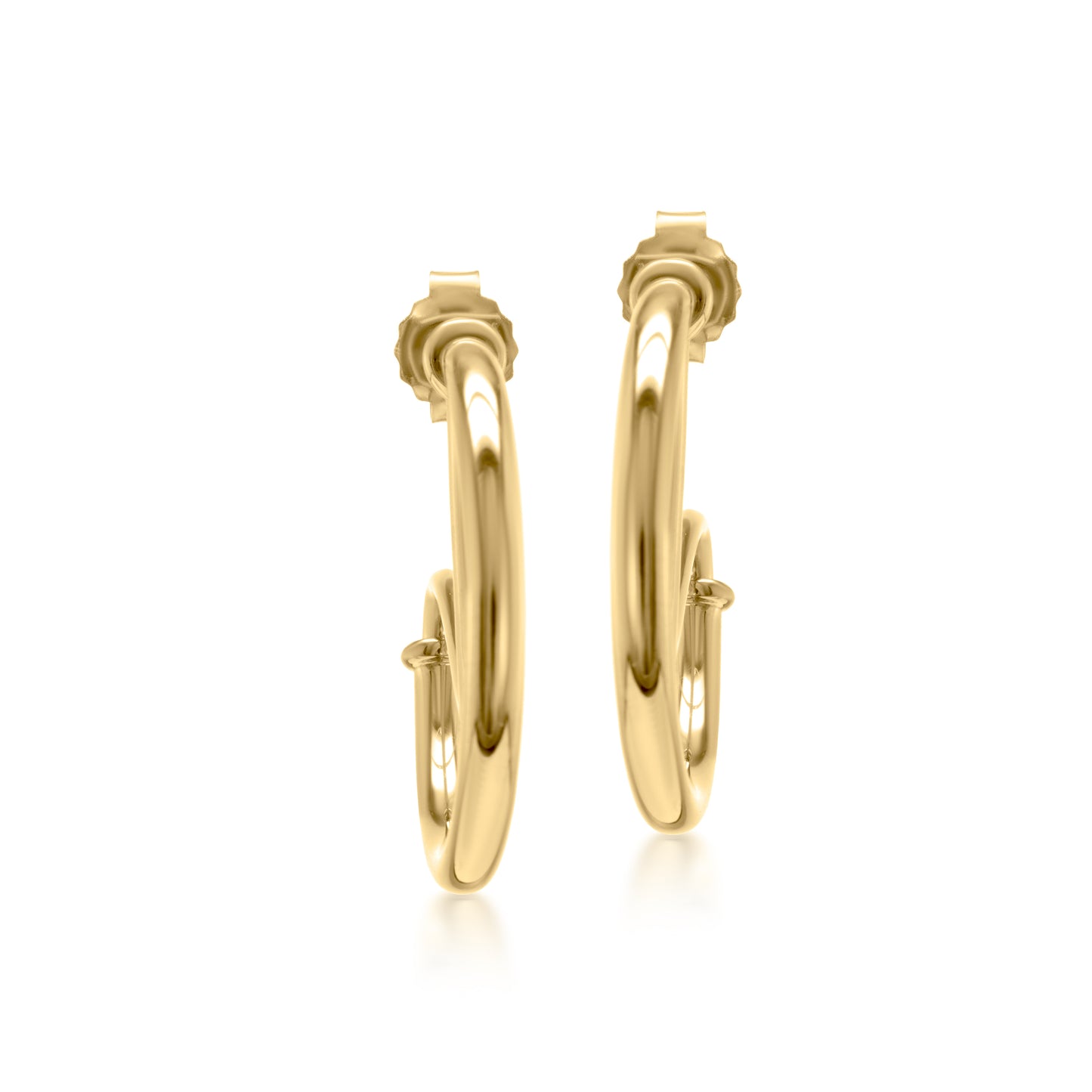 Judy Crowell Jewelry Gold over Sterling Silver High Polish Funky hoop Earrings