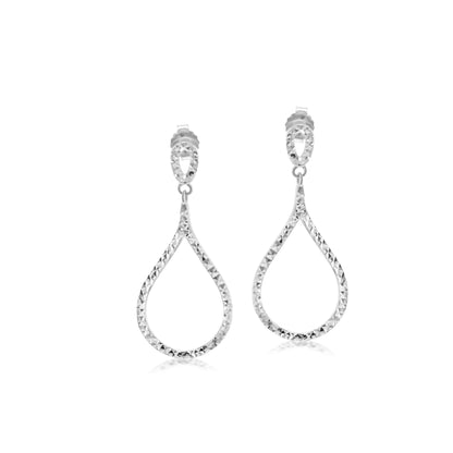 Judy Crowell Jewelry Sterling Silver Diamond Cut Double Teardrop Earrings