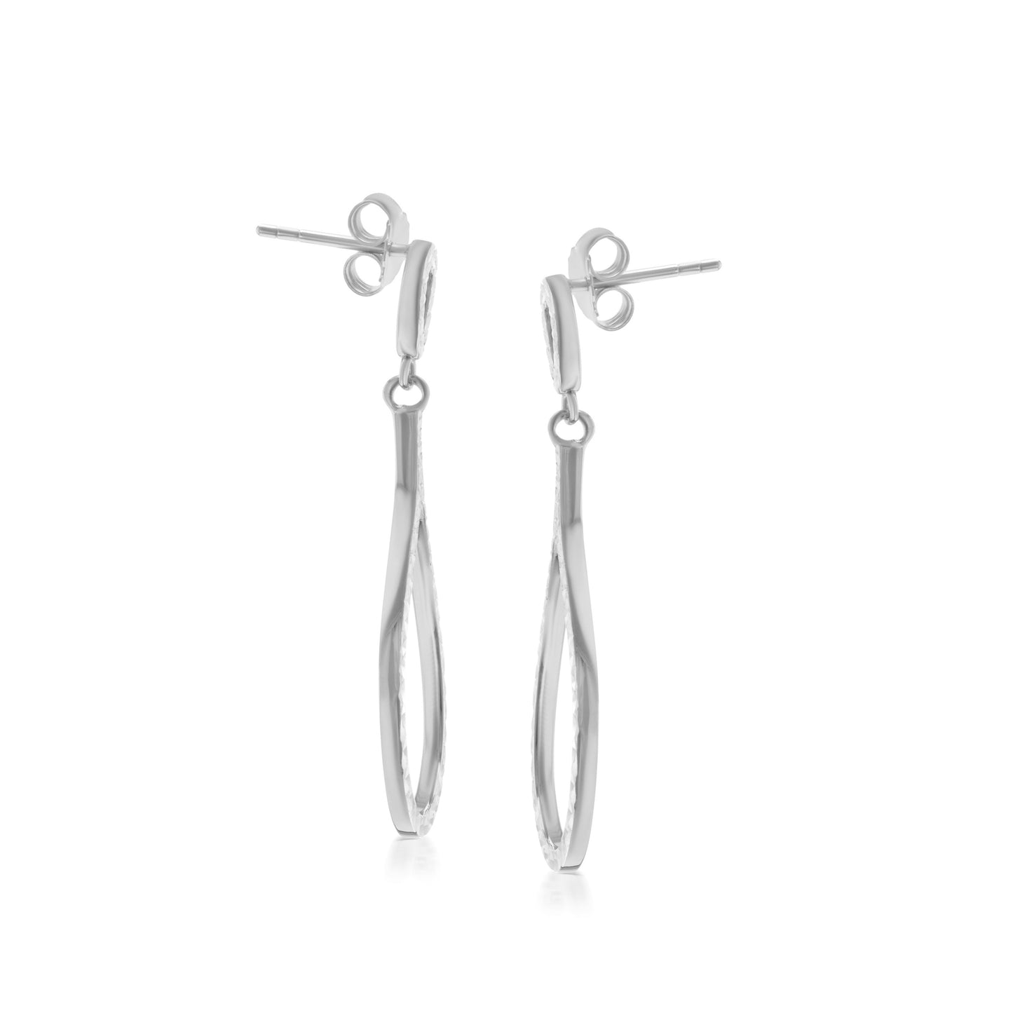 Judy Crowell Jewelry Sterling Silver Diamond Cut Double Teardrop Earrings