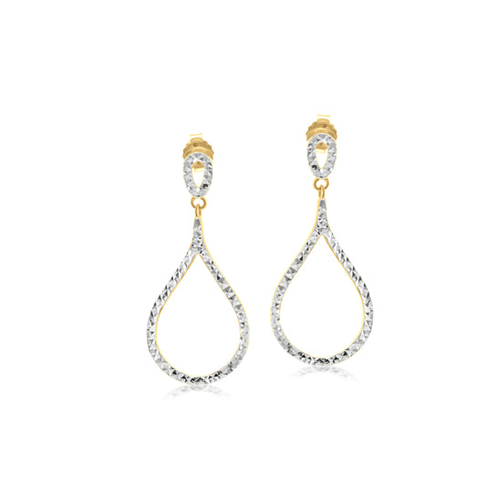 Judy Crowell Jewelry 14K Gold Over Sterling Silver Diamond Cut Double Teardrop Earrings