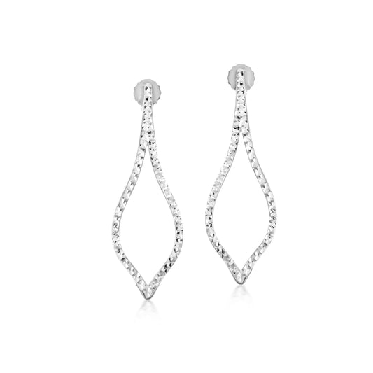 Judy Crowell Jewelry Sterling Silver Diamond Cut Marquis Drop Earrings