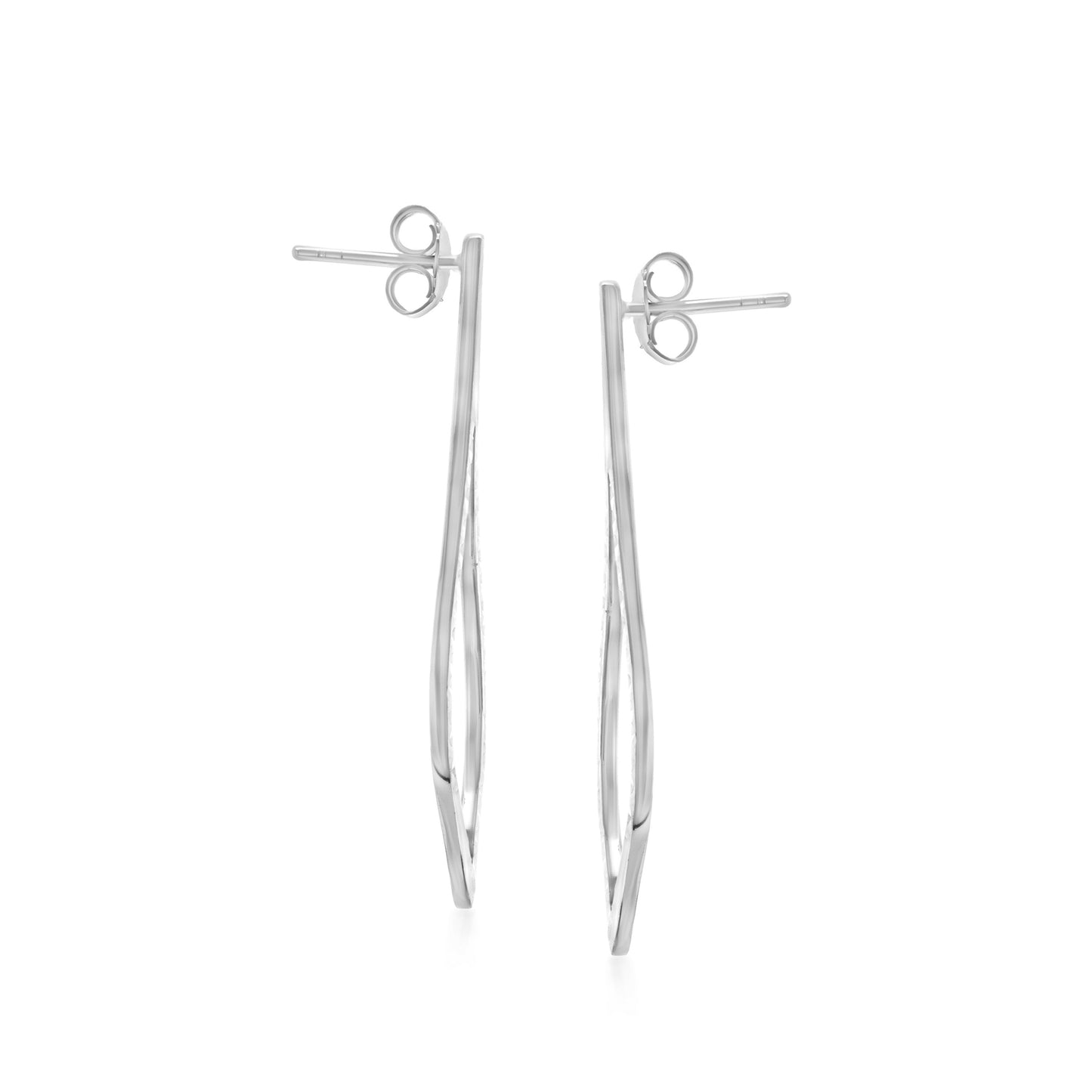 Judy Crowell Jewelry Sterling Silver Diamond Cut Marquis Drop Earrings