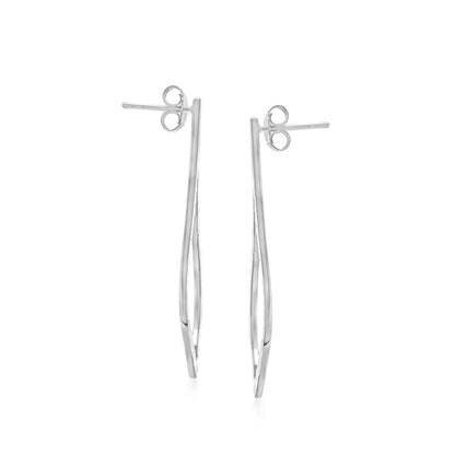 Judy Crowell Jewelry Sterling Silver Diamond Cut Marquis Drop Earrings