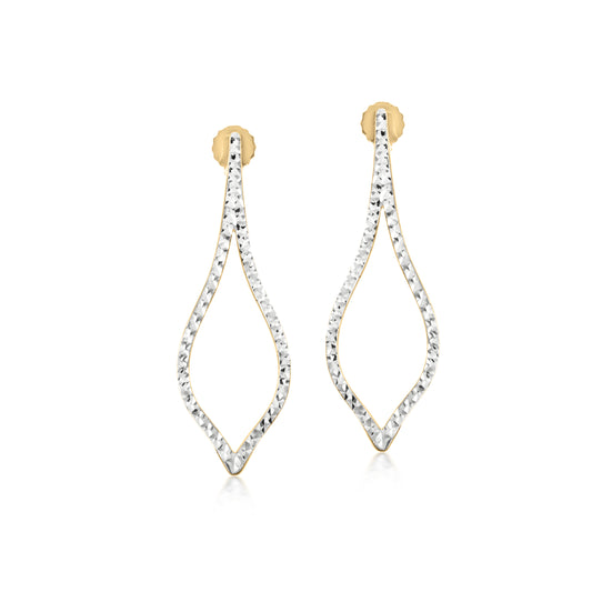 Judy Crowell Jewelry 14K Gold Over Sterling Silver Diamond Cut Marquis Drop Earrings