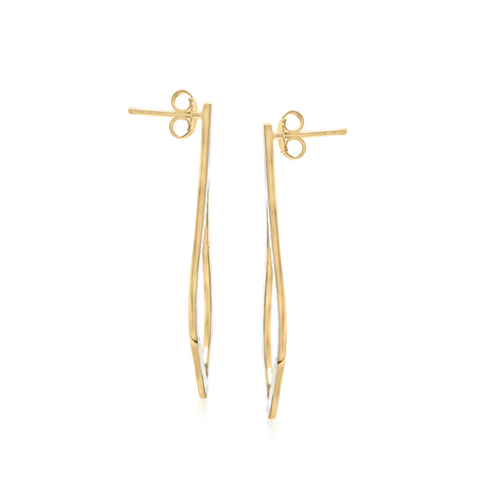 Judy Crowell Jewelry 14K Gold Over Sterling Silver Diamond Cut Marquis Drop Earrings