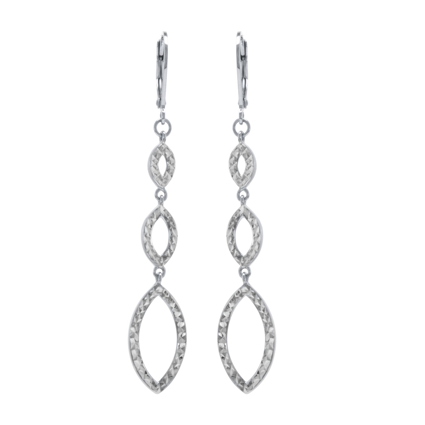Judy Crowell Jewelry Sterling Silver Diamond Cut Triple Drop Leverback Earrings