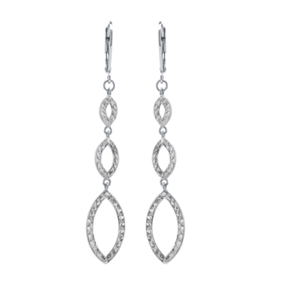 Judy Crowell Jewelry Sterling Silver Diamond Cut Triple Drop Leverback Earrings