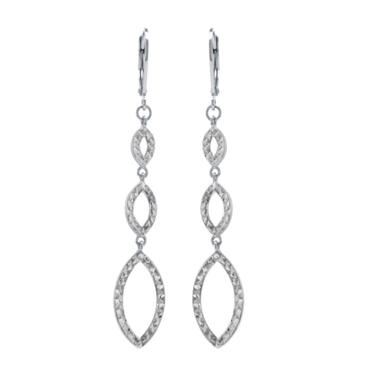 Judy Crowell Jewelry Sterling Silver Diamond Cut Triple Drop Leverback Earrings