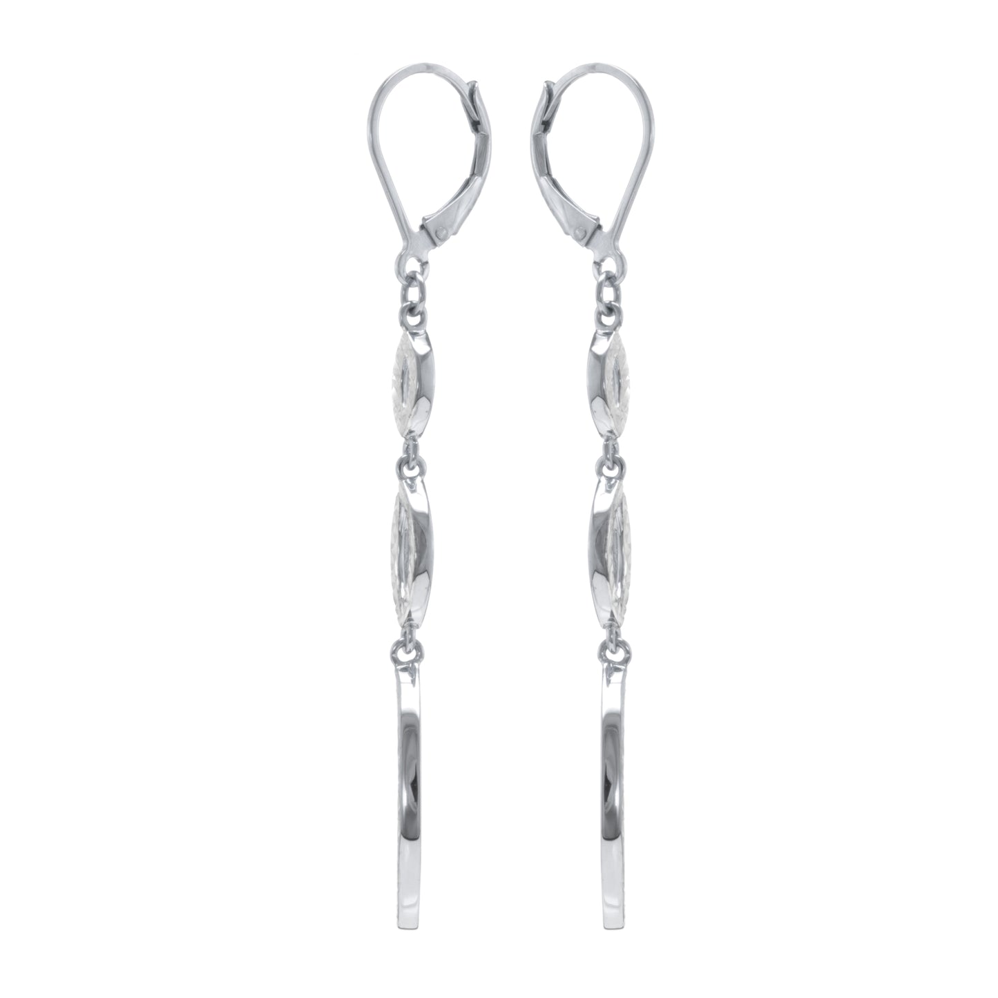 Judy Crowell Jewelry Sterling Silver Diamond Cut Triple Drop Leverback Earrings