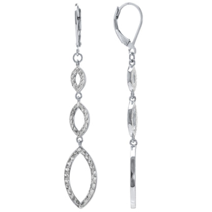 Judy Crowell Jewelry Sterling Silver Diamond Cut Triple Drop Leverback Earrings