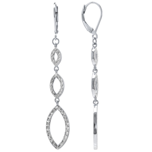 Judy Crowell Jewelry Sterling Silver Diamond Cut Triple Drop Leverback Earrings